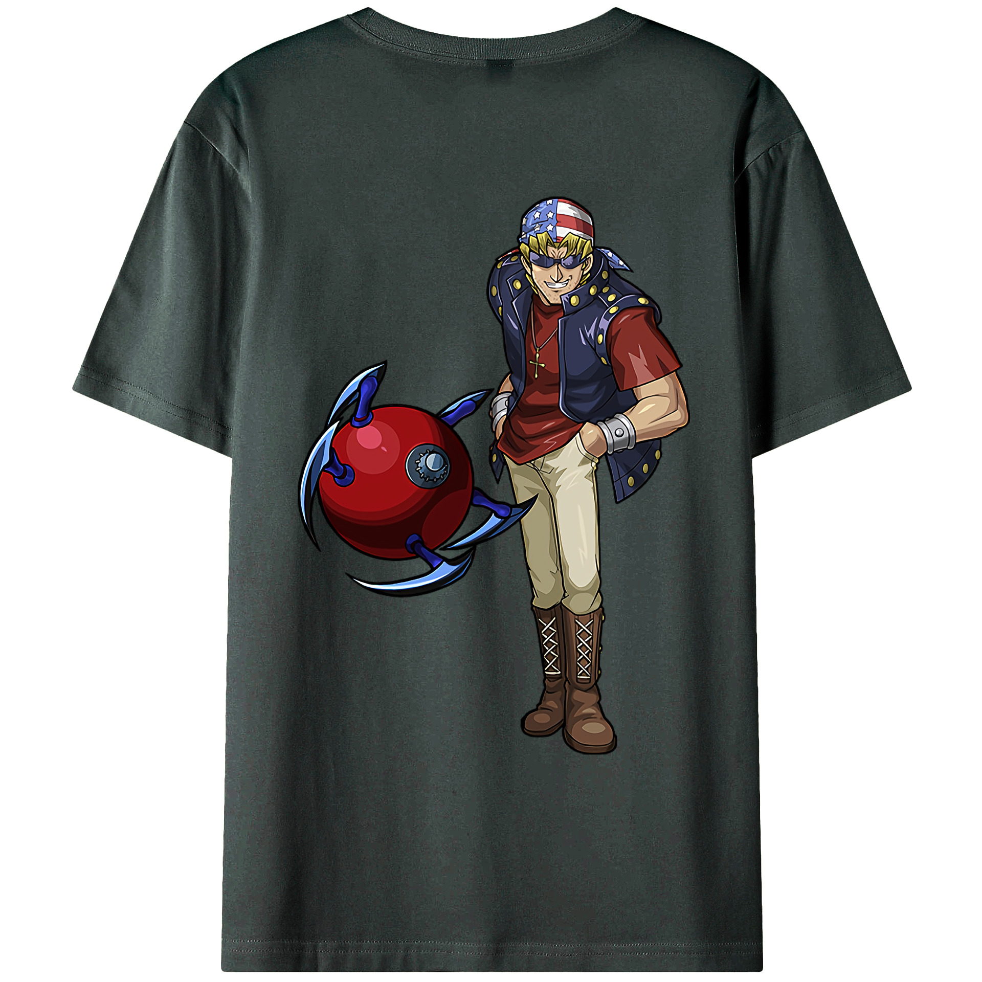 （画像用） 遊☆戯☆王 Yu-Gi-Oh! 綿100％ メンズ半袖Tシャツ（バックプリント） 通気性